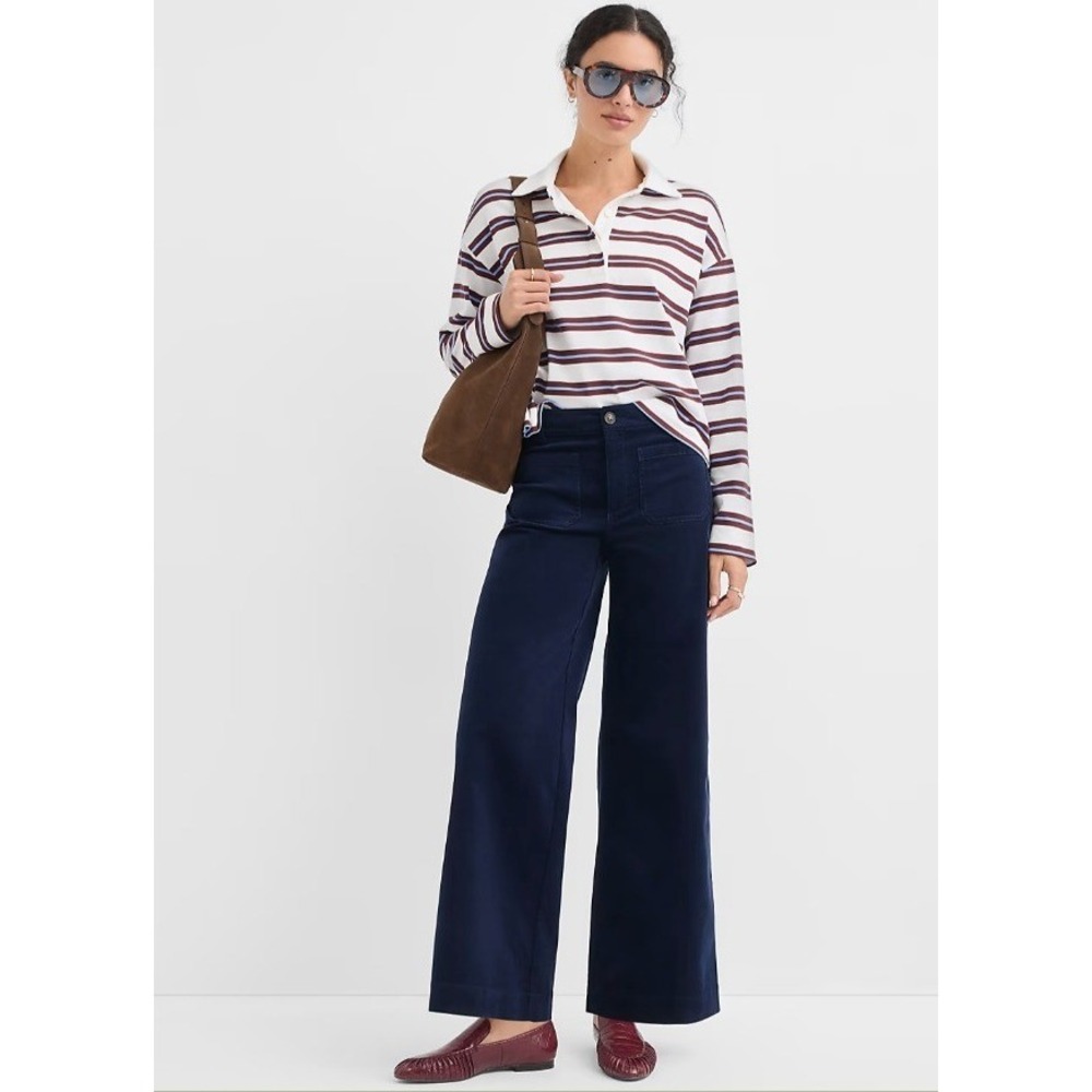 Loft Women's The Palmer Wide Leg Pants Brushed Corduroy Deep Space Blue 12 Good